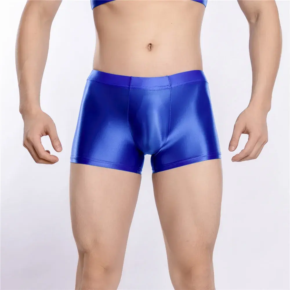 Sexy Men Hot Short Panties U Bulge Pouch Boxer Oil Shiny Glossy Smooth Lingerie Candy Color Underwear Breathable Briefs