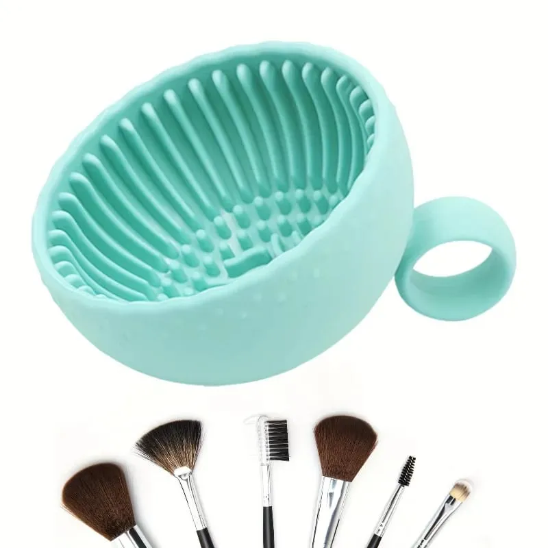 Brush Cleaning Bowl with Brush Cleaning Silicone Makeup Brush Cleaning Bowl for Eyebrows Powder Blusher Face and Eye Brushes