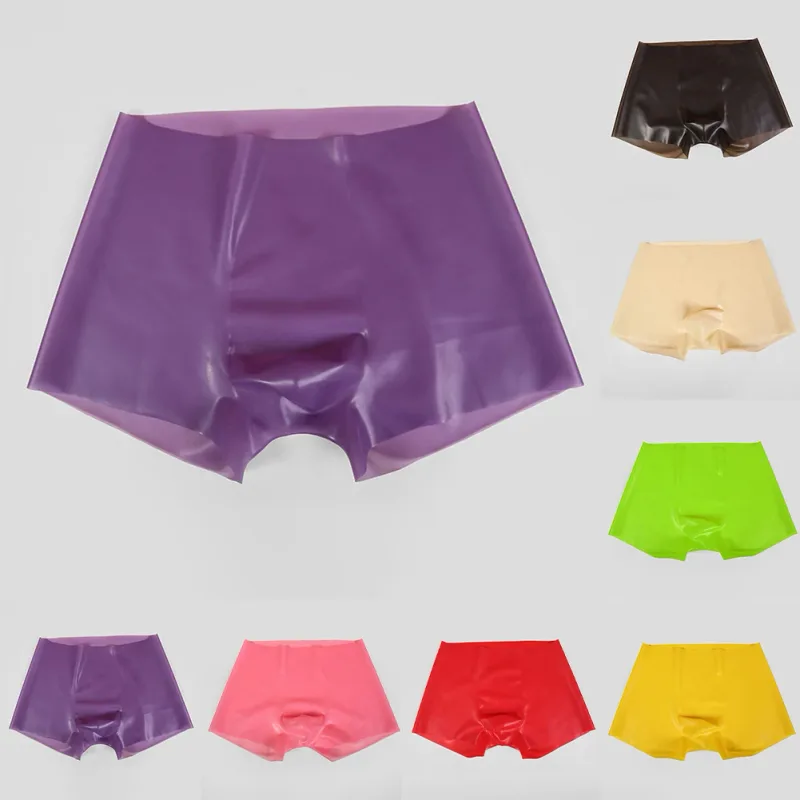 Mens Latex Boxer Briefs Underpants See-Through Rubber Safety Panties Low Waist Seamless Underwear for Sensory Appeal