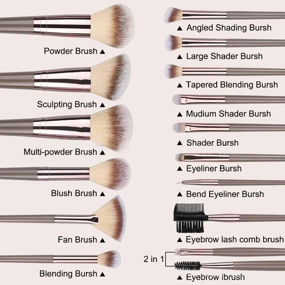 20Pcs Makeup Brushes Set Soft Synthetic Fiber Foundation Eyeshadow Blending Blush Powder Contour Beauty Tool