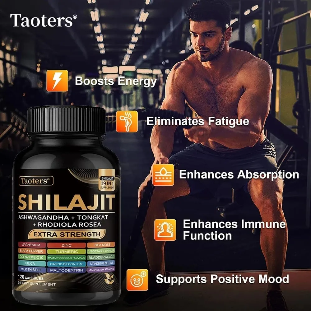Suplemento Shilajit con musgo marino Ashwagandha magnesio y zinc - 19 en 1 cápsulas orgánicas mineral natural vegano sin OGM