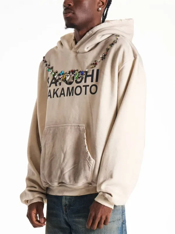 Autumn/Winter SN Necklace Letter Print Washed Vintage Hoodie High Street Casual Cotton Loose Sports Versatile Trendy Tops Men