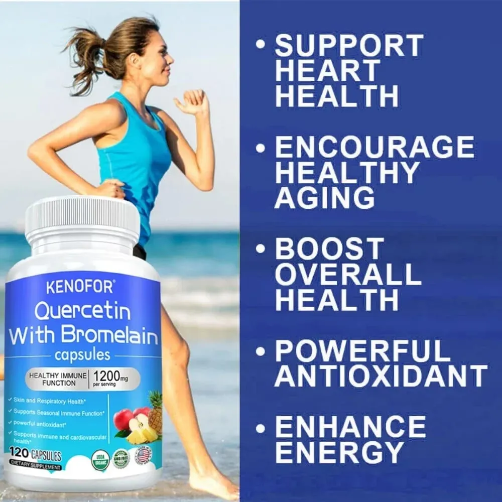 Quercetin Bromelain Capsules - Supports Immune Cardiovascular & Respiratory Health Antioxidant Supplements