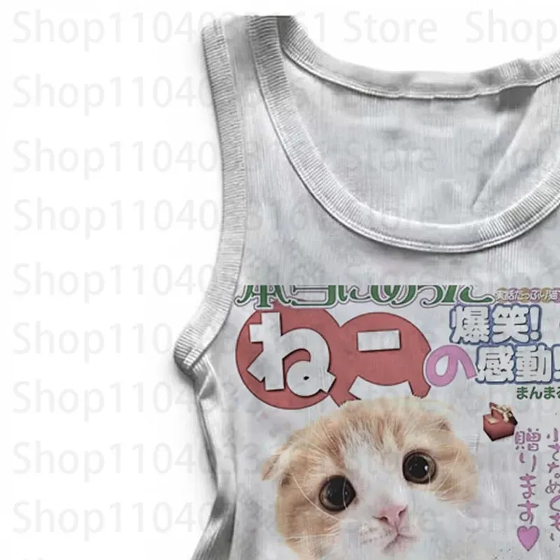 Kawaii Top Women Aesthetic Emo Crop Tops Y2k Gothic Clothes Women Women's Cropped Shoujo Girl Aesthetic Tanks & Camis Summer