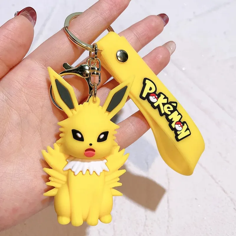40 Style Wholesale Anime Pokémon Pikachu Eveen Keychain Cartoon Cute Charizard Keyring Student Backpack Car Key Chain Toys Gifts