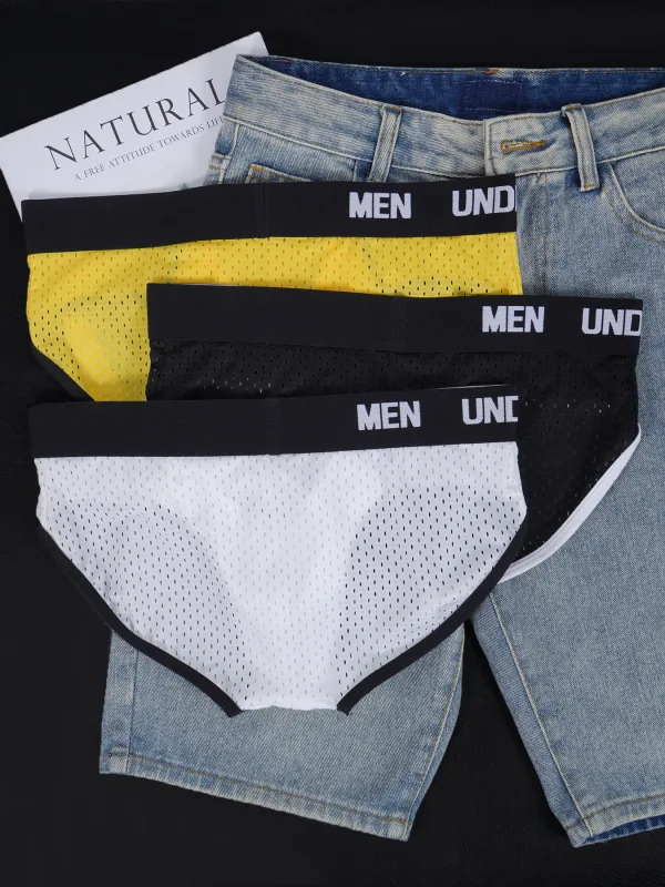 Men's PUMP! Mesh Briefs U Convex Pouch Elastic Waistband Breathable Quick Dry Sport Underwear