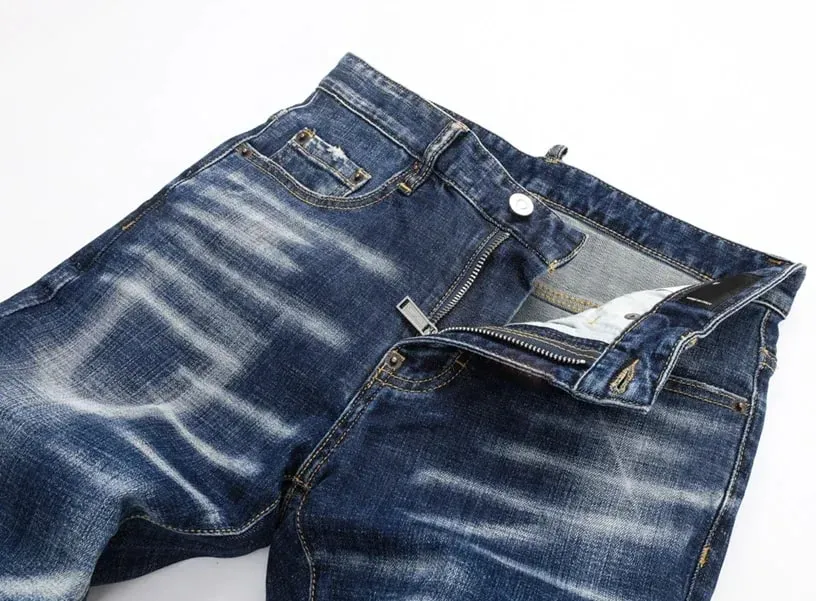 new design blue dsq2 Men Jeans Pants Cotton straight Slim Jeans Denim Designer Badge zipper D2 COOLGUY JEANS top quality 8495