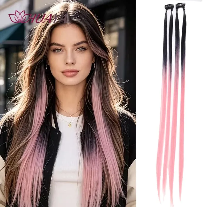 24‑Inch Clip‑in Face‑Framing Highlight Synthetic Hair Extensions Easy to Wear Suitable for Daily Look Parties and Cosplay