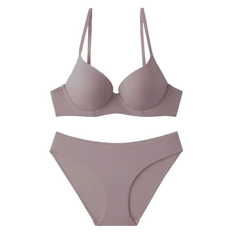 Women Padded Push Up Bra Set Elegant Daily Casual Bra and Panty Set Ladies Lingerie Brief Set Underwear