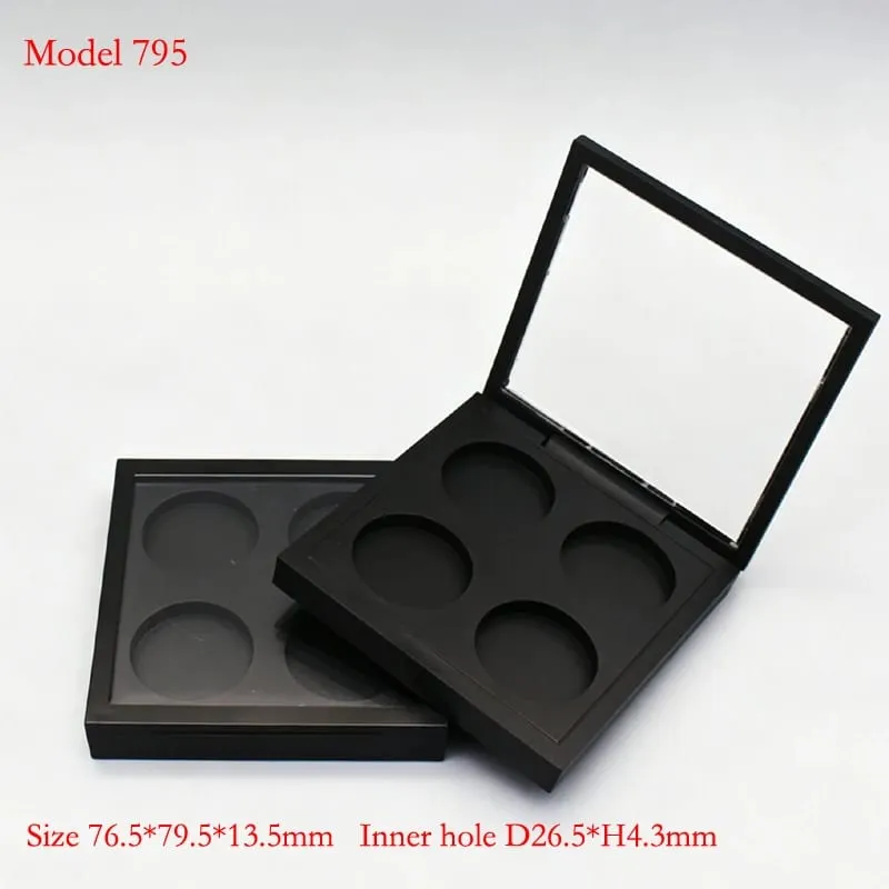 Batch Sale Price For Square 2/3/4/5/6/9/12 Colors Black Plastic Empty Eye Shadow Palette Blusher Powder Container