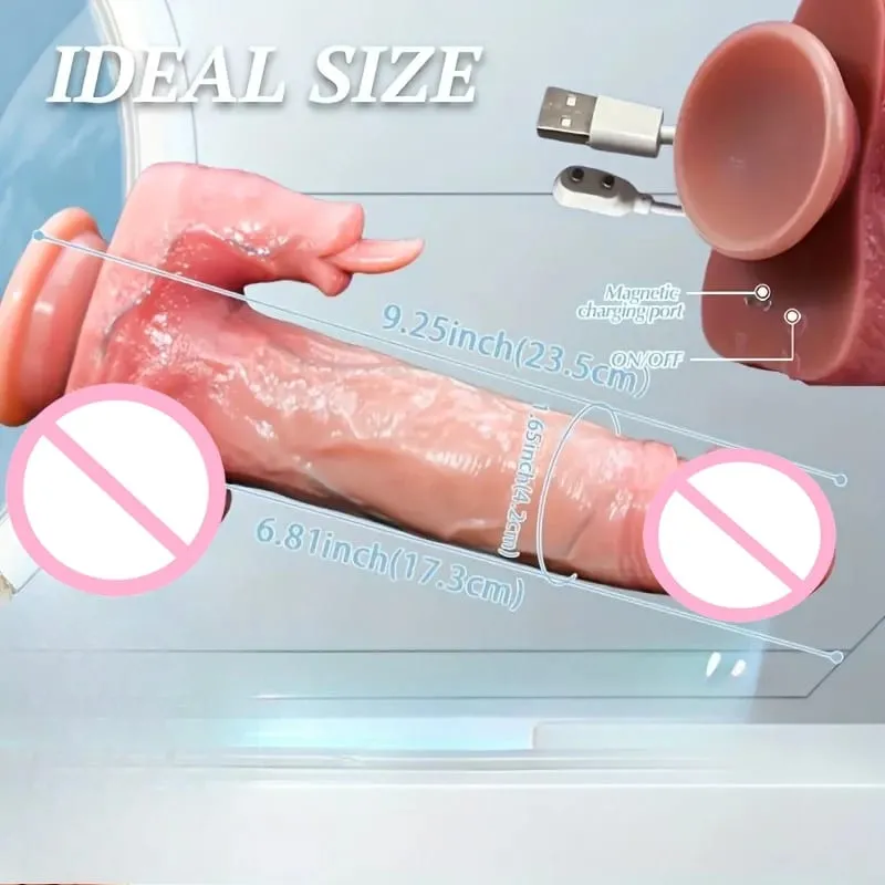 Dildo 7 Thrusts and 10 Vibration and Licking Modes Adult Sex Toy 22cm Realistic Vibrating Dildo with Strong Suction Cup For 18+