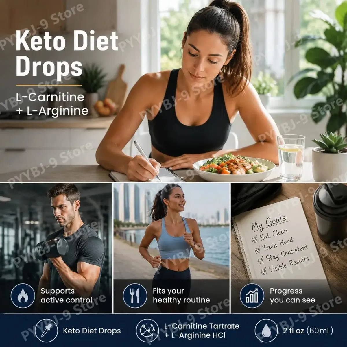 Googeer Keto Diet Drops New Formula with L-Carnitine Tartrate and L-Arginine HCl Plus Green Tea Leaf Extract 2 Fl Oz (60 ML)