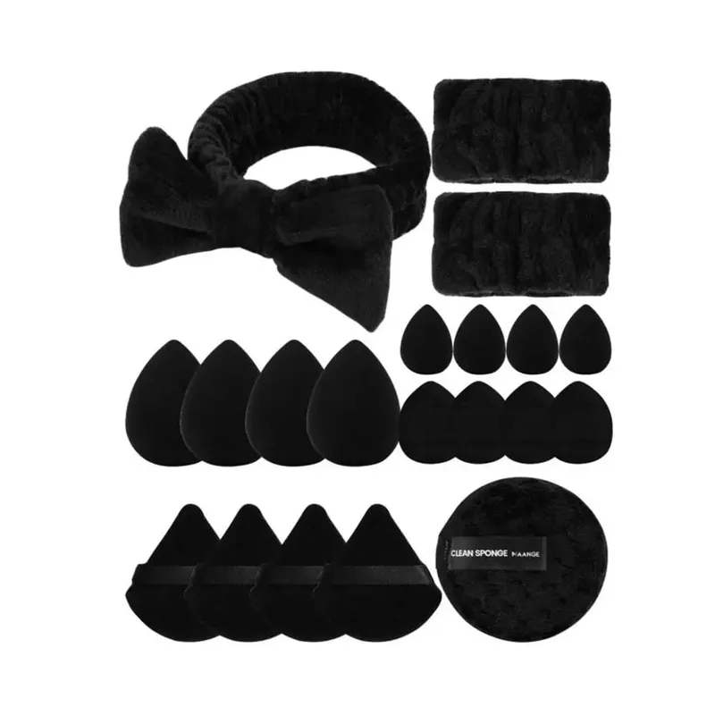 20Pcs Makeup Sponge Set Makeup Blender Triangle Powder Puff Mini Concealer Sponge Face Clean Wash Puff Headband Kit — image 7