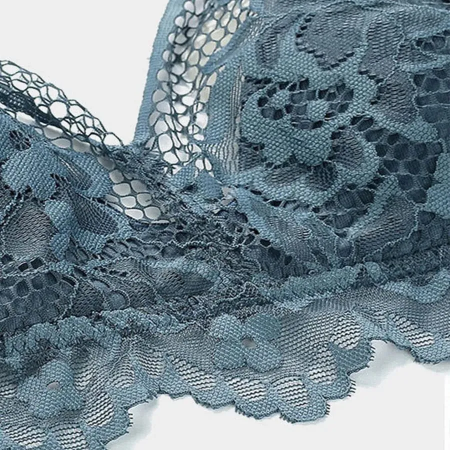 Summer Trendy French Lace Mesh Triangle Bra Set Wire-Free Transparent Breathable Lingerie 3D Draping for Perfect Shape & Comfort