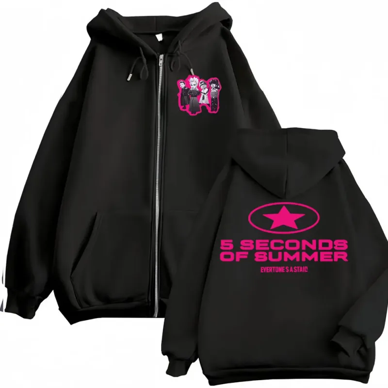 5 Seconds of Summer Everyone's A Star World Tour Zip Up Hoodies Men Women Harajuku Hip Hop Gothic Jacket Sweatshirt Hoodie Coats