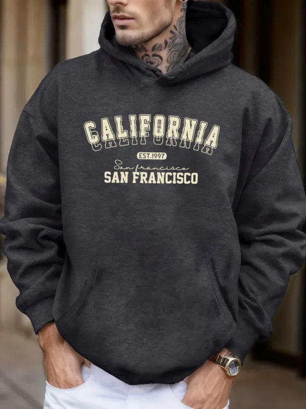 California San Francisco Est 1997 Print Soft Loose Hoodies Fleece Autumn Sportswear Men'S Sport Jogging Sweatshirts Comfy Tops