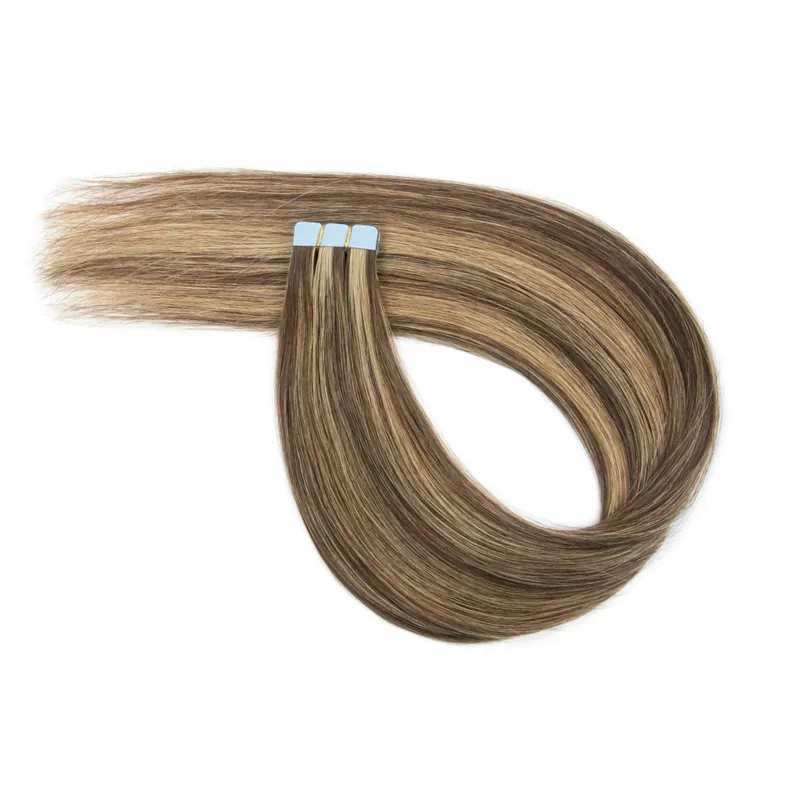 Machine Remy Real Human Hair Invisible Mini Tape in Extensions Skin Weft for Women Side Hair 10pcs Daily Use Wearing