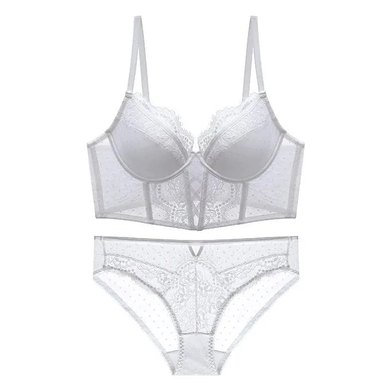 Push Up Dantel iç çamaşırı seti Kadınlar için Şeffaf Chemise Yumuşak Balenli Sutyen Kılçık Teddy Seksi Gelin Balayı Kıyafeti S-XL