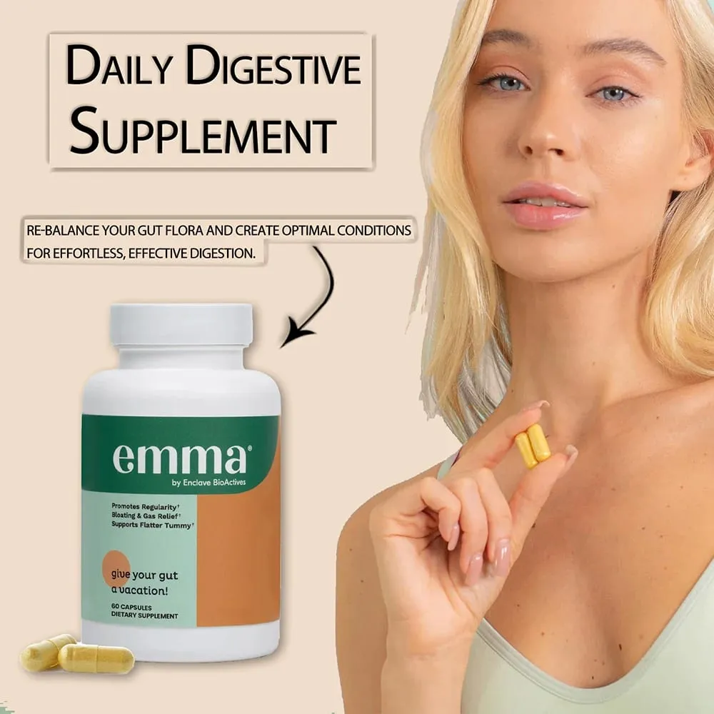 Emma Gut Health Relief Supplement for women and men Gut and Digestive support capsules for constipation bloating & gas relief