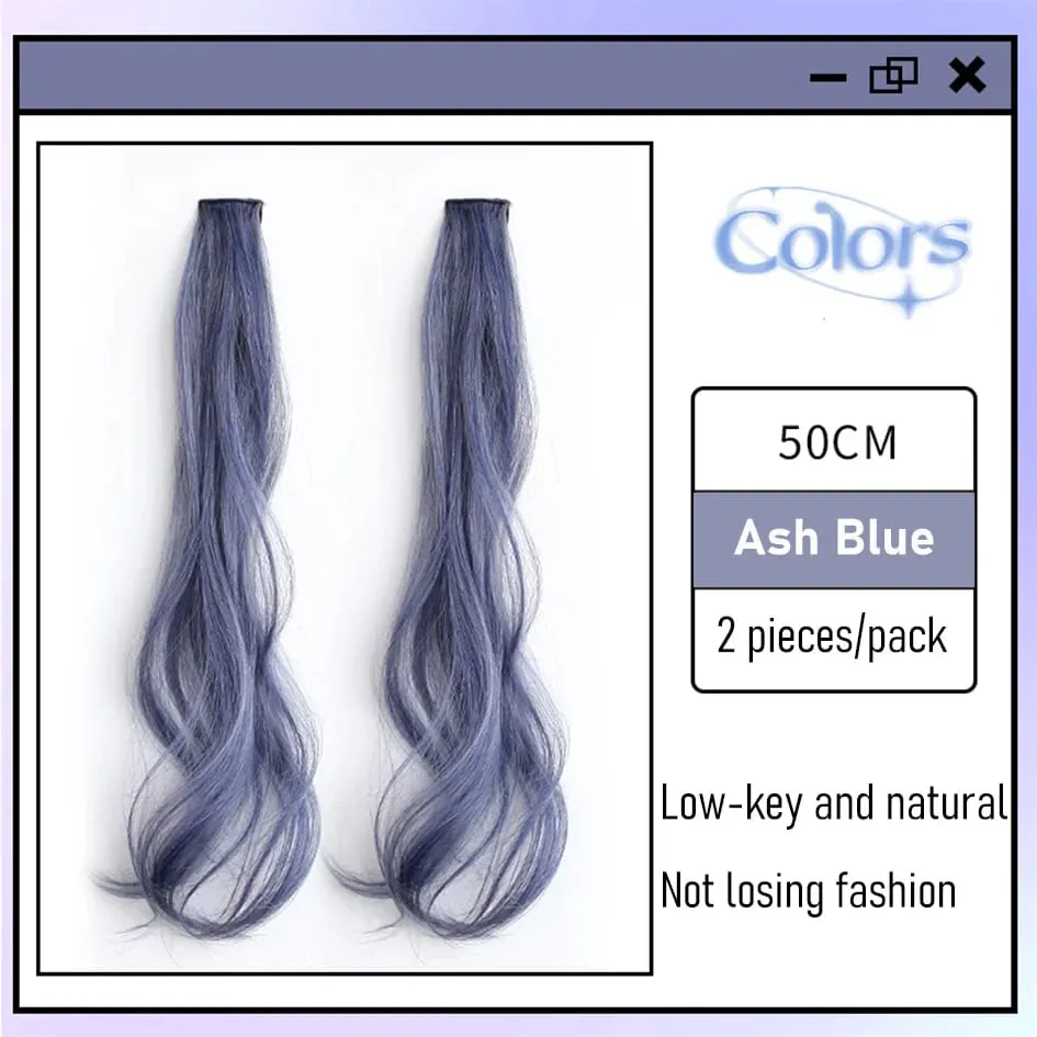 Sintetikong 2 Piraso/Set 50cm May Kulay na Curly na Mga Extension ng Buhok na Water Wave Pink/Blue/Purple Halloween/Christmas Wig