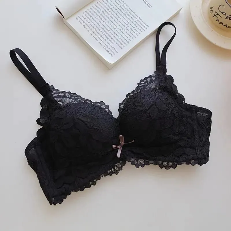 Modest Japanese Style Abaya Lace Bra Set Women Luxury Push Up Small Bust Support Anti Sagging Full Coverage Comfort MOYISU Sexy