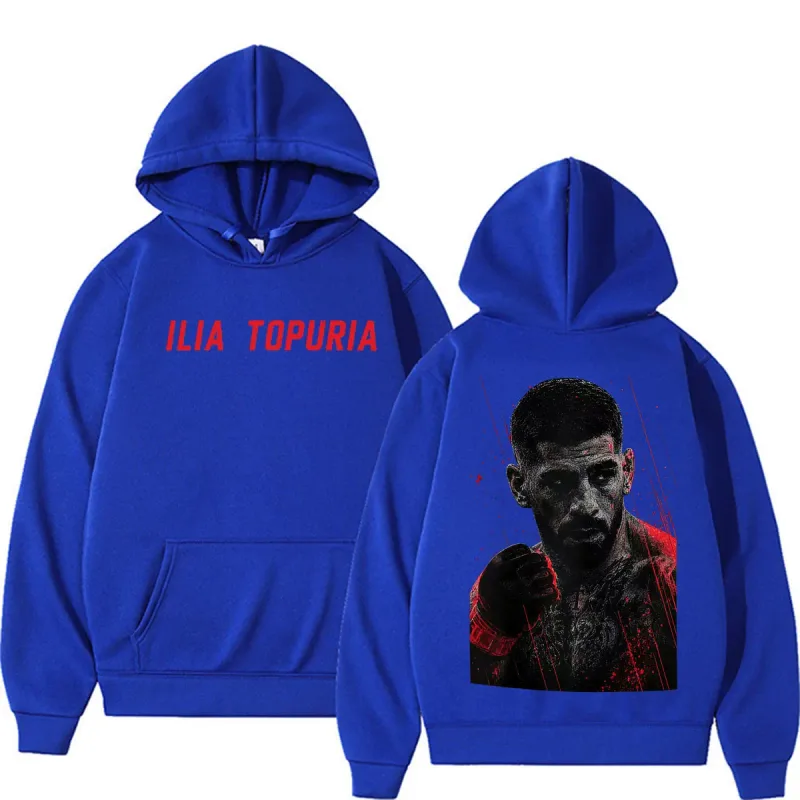 Ilia Topuria El Matador Vintage Graphic Hoodies Men's Clothing Violence Aesthetic Sweatshirts Casual Fleece Pullovers Streetwear
