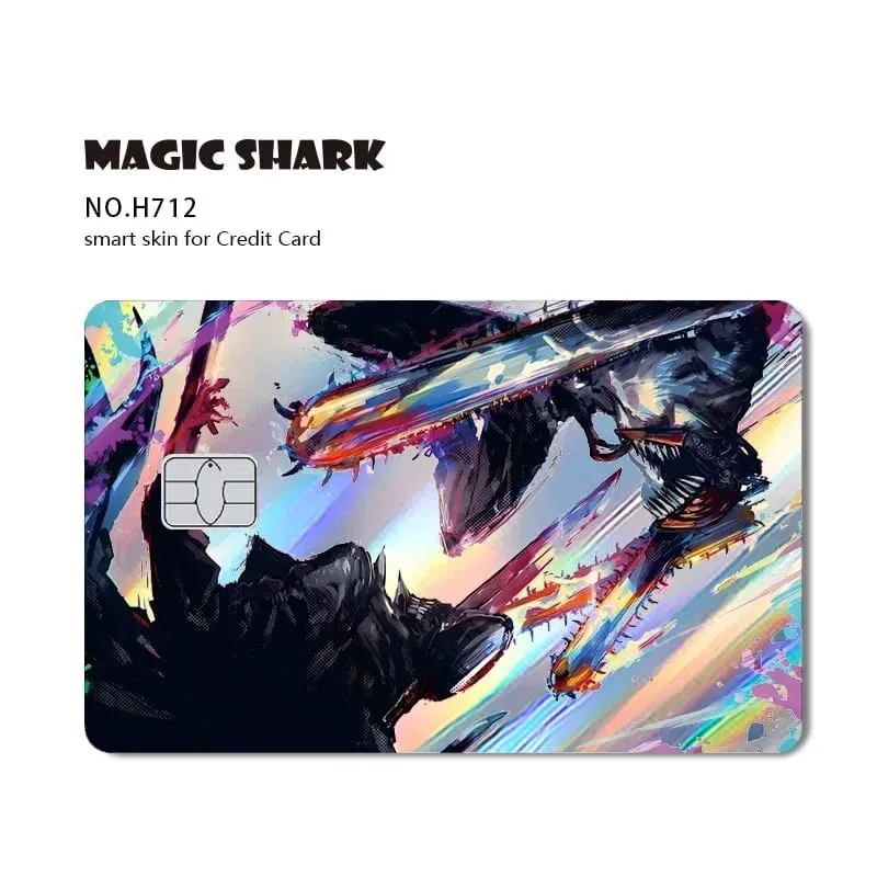 Magic Shark Cool Anime Cool Holographic Laser Shinny Film Skin Sticker Cover for Bank Credit Debit Card