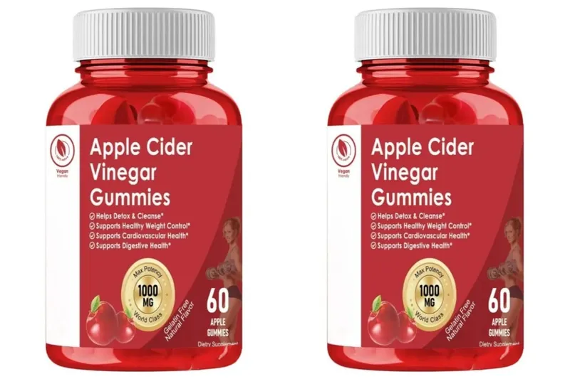 Apple Cider Vinegar Gummies Support Metabolism Digestive Health with Vitamin B12 & Folate – 60 Gummies