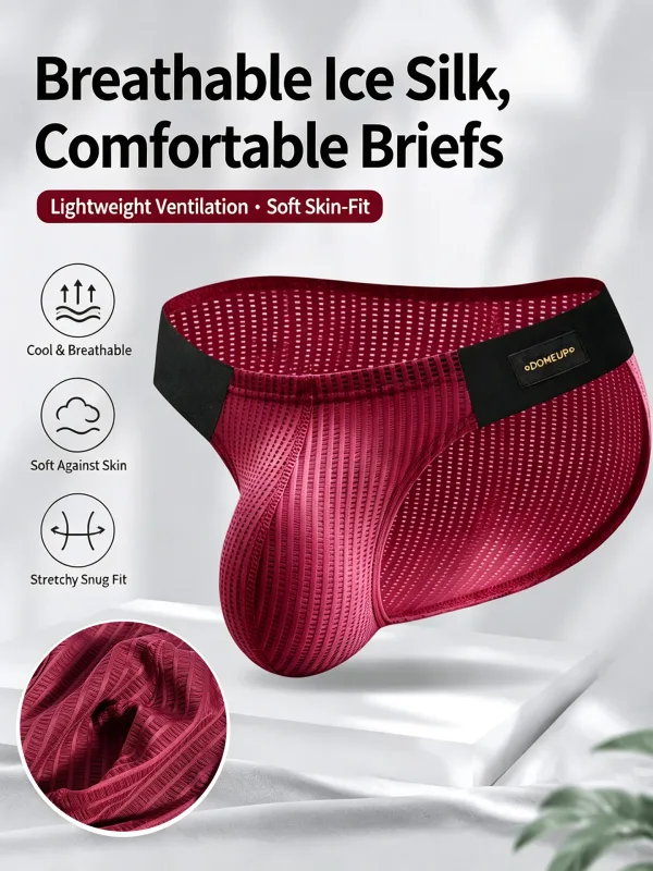 New Men's Silky Mercerized Briefs Quick‑Dry Breathable Lightweight Premium Texture Gym Workout Sports Male Underpants