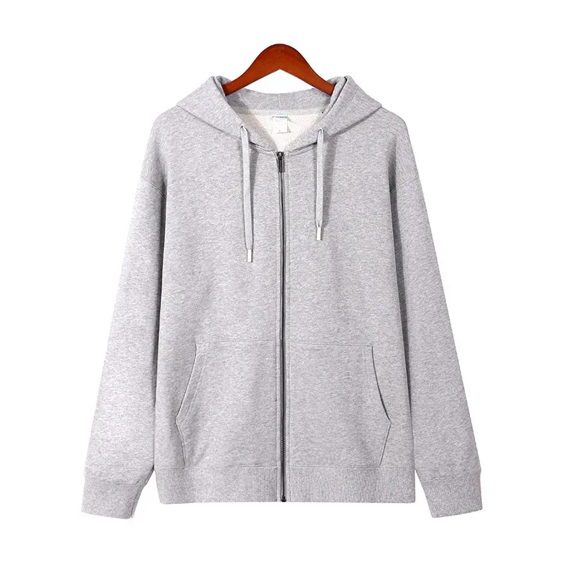 2026 autumn and winter new men's hooded zipper sweater solid color