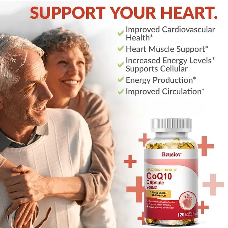 CoQ10 200mg Softgels- 3x Better Absorption Antioxidant for Heart Health & Energy Production Coenzyme Q10 Dietary Supplements