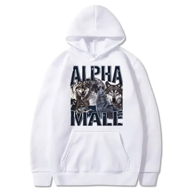 Wolf Pack Hoodie Unisex Alpha ชาย Moon ตลก Retro Vintage Aesthetic Cool อินเทรนด์ขนาดใหญ่ Casual เสื้อกีฬา