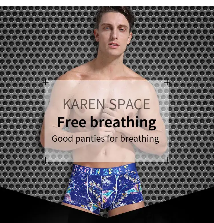 Boxer Uomo Traspiranti Stampati Ghiaccio Seta Intimo Mutandine Maschili Moda Comode Calzoncillo Hombre