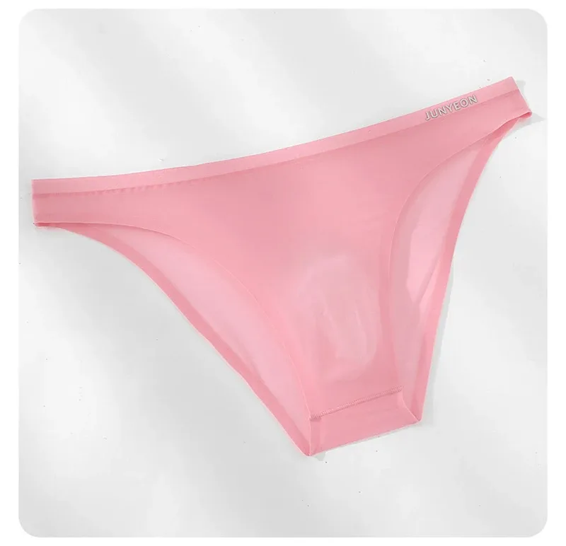 Seamless Quick Drying Men Briefs Underwear Solid Color Ice Silk Ultra-thin Underpants Sexy Breathable 3D Pouch Panties Undies