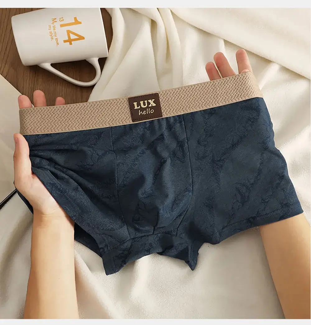 3 Buah/Bungkus 100% Katun Mewah Cetak Petinju Hombre 3D Mesh Bernapas Antibakteri Kantong Pakaian Dalam Nyaman Lembut Celana Dalam Pria