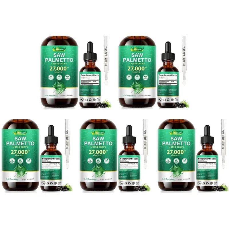 Itawel Saw Palmetto Liquid Drops Prostate Health Support Urinary Function Support GMO Free Paraben Free Sugar Free Vegan 60 ML