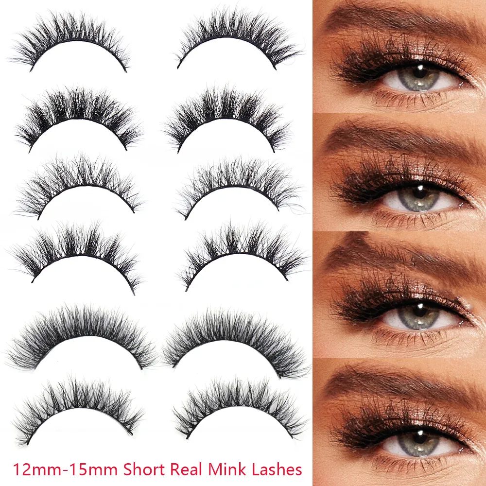 Short Natural 3D Mink Lashes Fluffy Wispy Fake Eyelashes Crisscross False Lashes Eyelash Extension Makeup