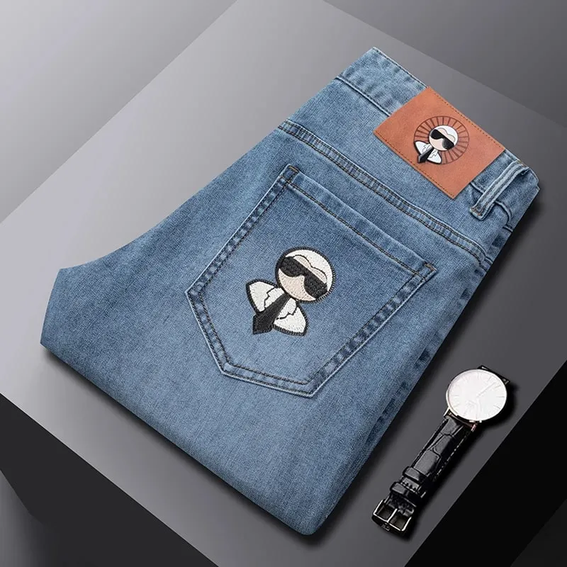 Fashion Men Jeans Stretch Straight Leg Casual Slim Fit Denim Pants Male Brand Luxury Design Business Classic Trousers