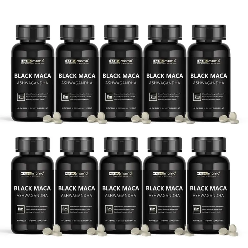 Organická černá Maca - 60 tablet 100% čistá non-GMo podporuje reprodukční zdraví Přírodní energizér Stamina Enhancer Performance Enhancer