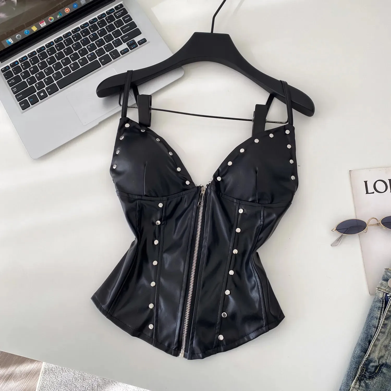 Chic sexy PU basic Camis Fashion Tank Top Women Summer Crop Top Bodysuits Hotsweet Streetwear