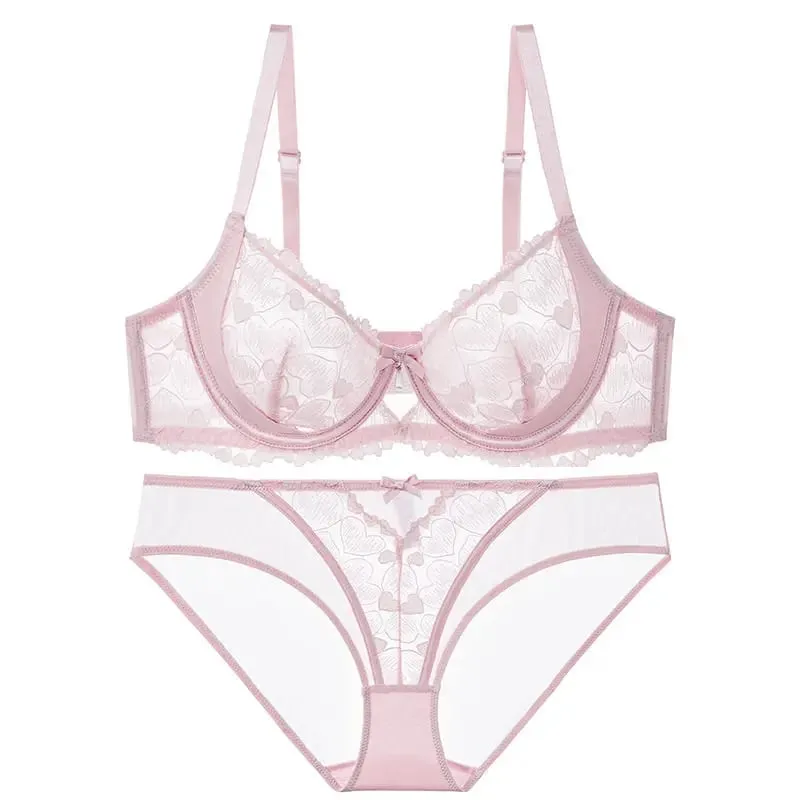 Red Party Lingerie Set for Women Ultra-Thin Minimizer Bra Large Bust D-Cup Look Smaller Plus Size Curvy Sexy Lace Underwear XXXL