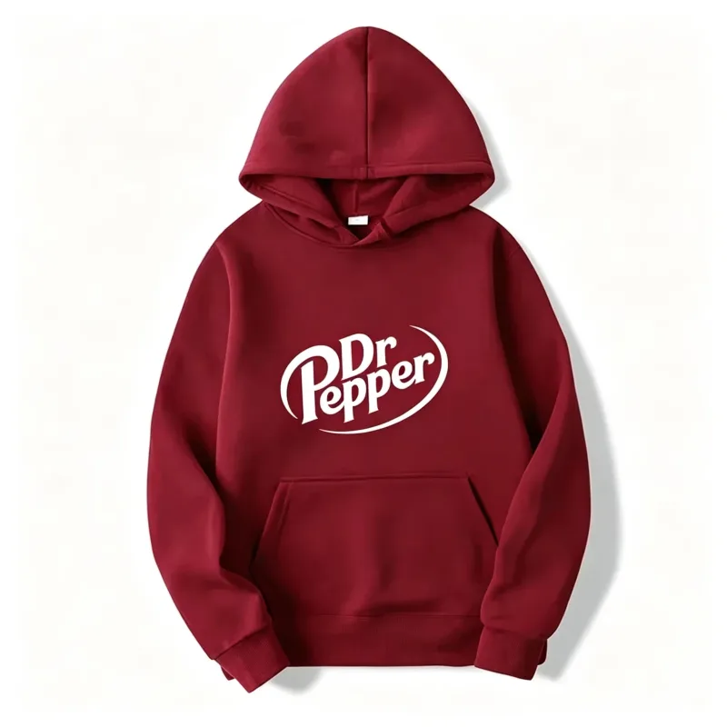Autumn Warm Dr Pepper Letter Printed Hoodies Street Men Fashion Fleece Sweatshirts Casual Unisex Pullover Tops Fashion Tre