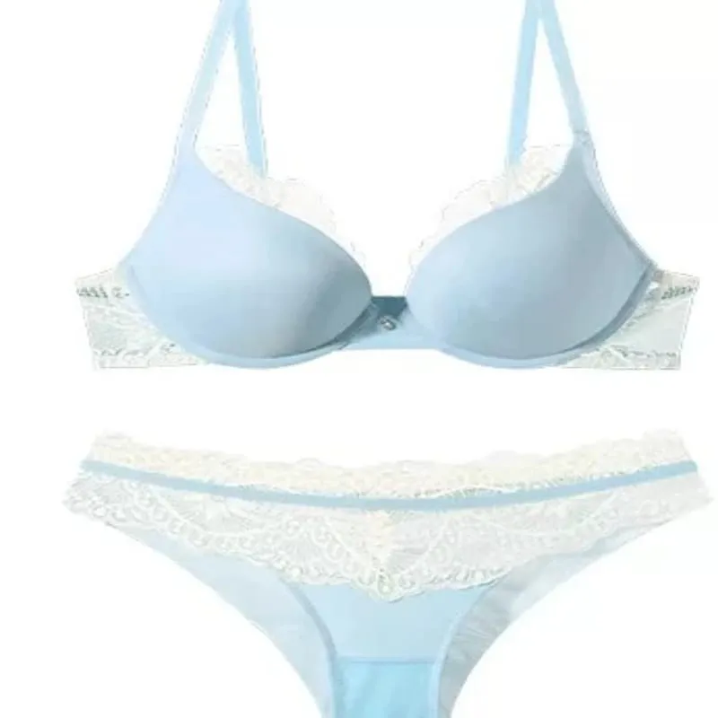 Women Fashion Lace Lingerie Set Push‑Up Soft Underwire Bra Anti Sagging Lift Lightweight Comfort Daily Underwear Set