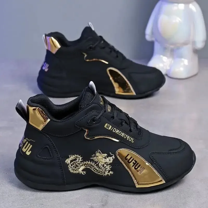 Fashion Men's Casual Shoes Luxury Men's Sneakers Leather Waterproof Sports Shoe Lightweight Breathable Non-slip Basketball Shoes