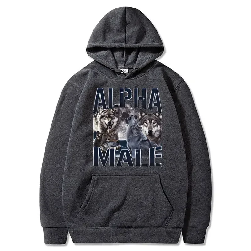 Wolf Pack Hoodie Unisex Alpha ชาย Moon ตลก Retro Vintage Aesthetic Cool อินเทรนด์ขนาดใหญ่ Casual เสื้อกีฬา