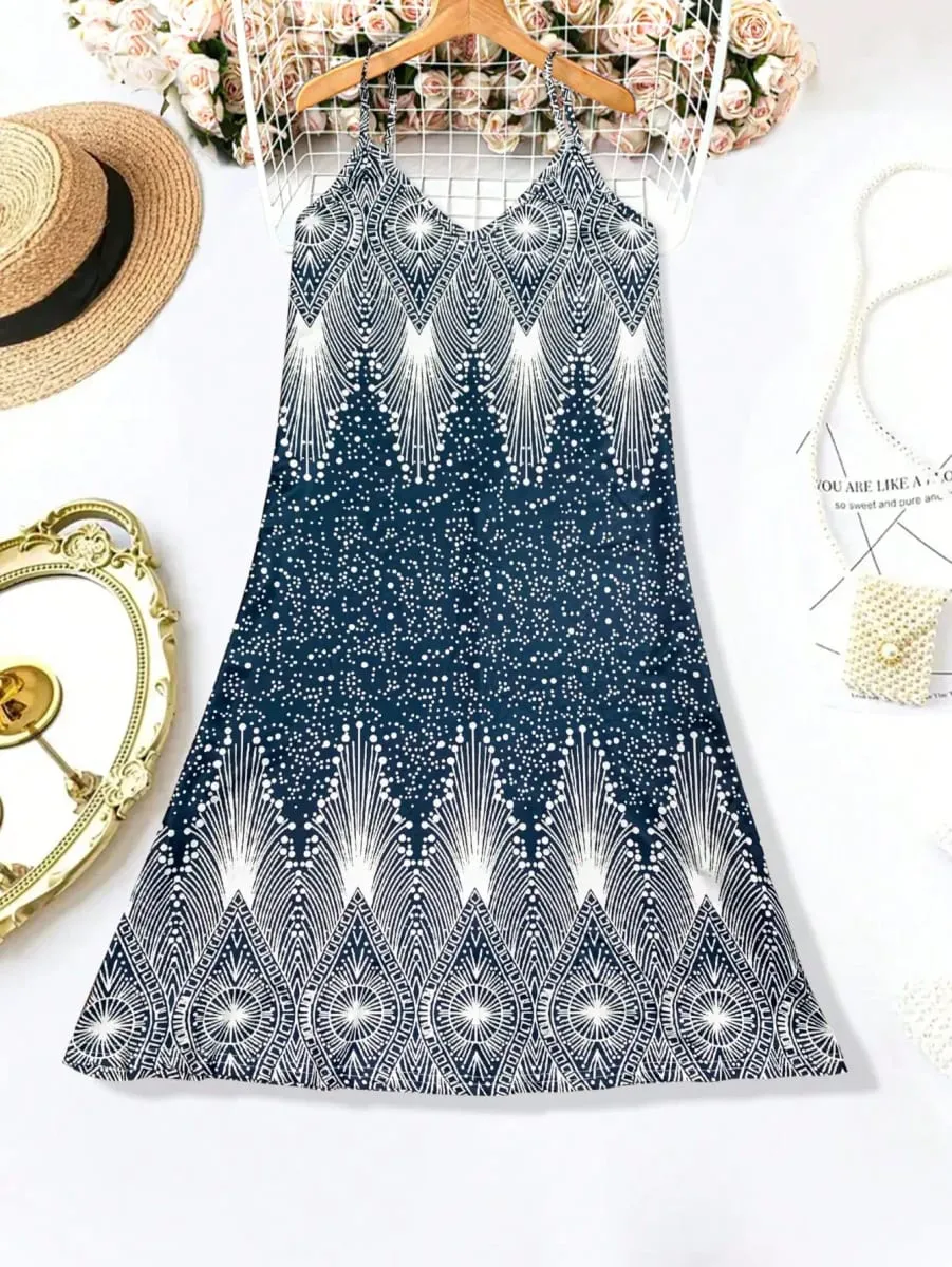 Women's Strappy Summer Dress Simple Sleeveless Floral Sundress Beach V-Neck Dress for summer clothes Casual summer outfits