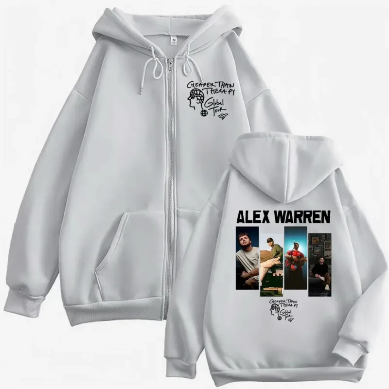 Alex Warren Live Tour 2026 Album Cover Hoodie Men Women Vintage Zipper Hoodies Oversized Comfort Zip Up Sweatshirts Coats Jacket