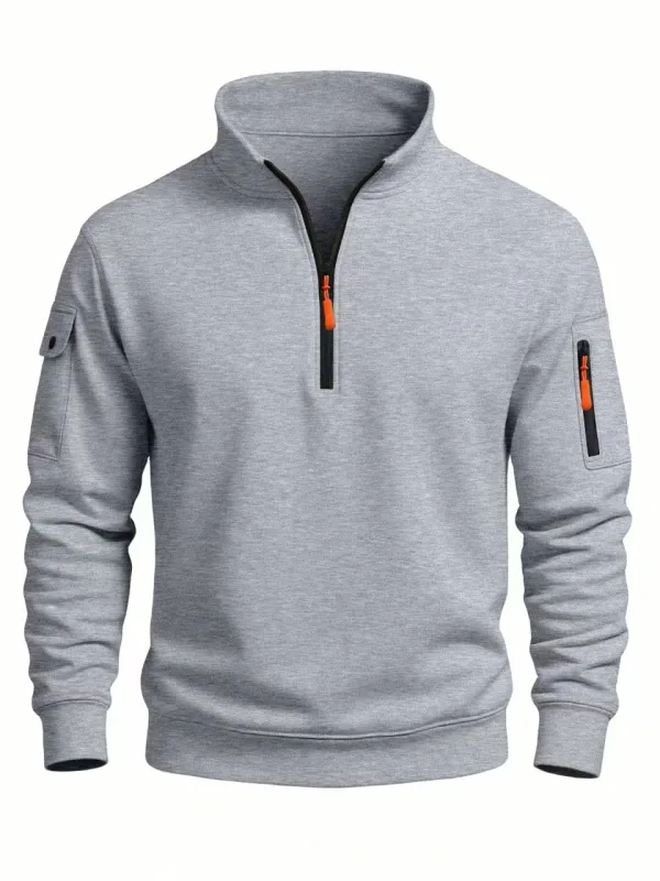 2025 Autumn and Winter New Men's T-Shirt Sweatshirt Casual Sports Casual Long Sleeved High Neck Half Zipper Windproof Top