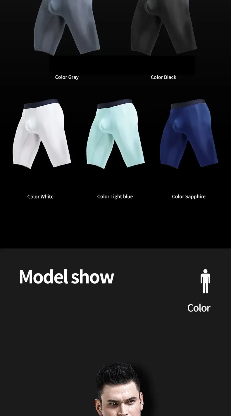 ชุดชั้นในบุรุษนักมวยกางเกงขาสั้น Homme Slim บางผ้าไหมน้ำแข็งกางเกง Man Breathable กระเป๋ากลางขายาวกางเกง Cueca Calzoncillos — image 15