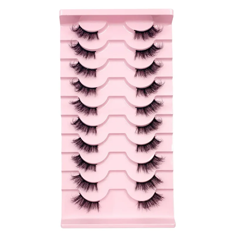 3D Cat Eye Lashes Half Eyelashes 10 Pares Half Lashes Natural Clear Stem False Eyelash Extension Makeup Faux Cils maquiag